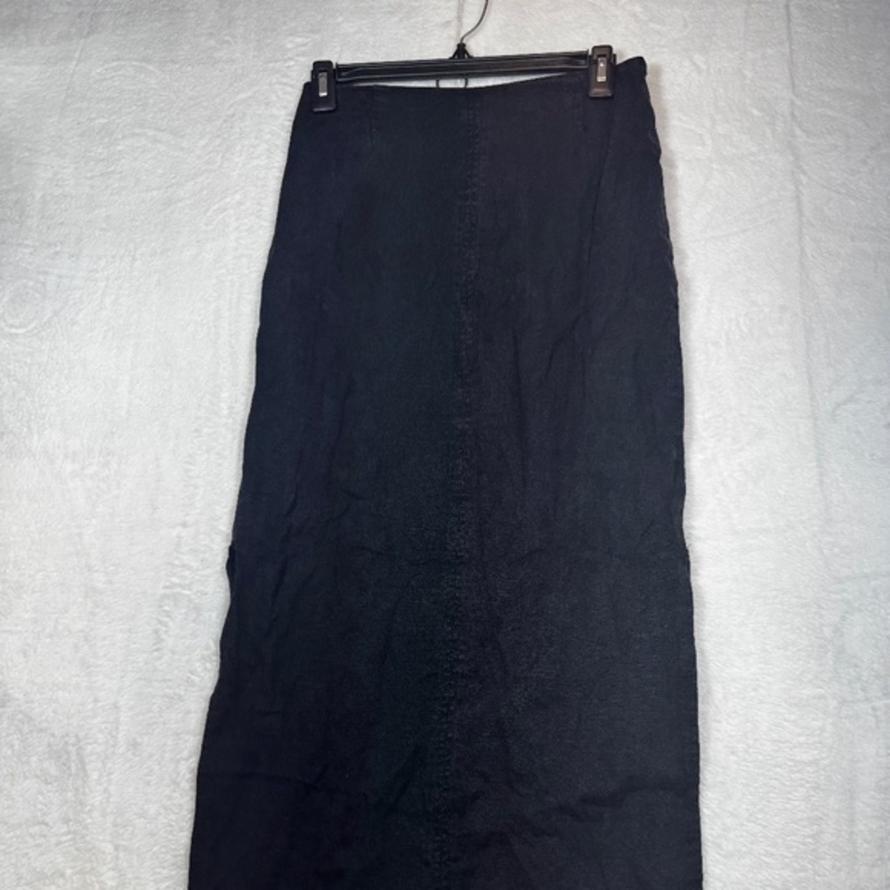 Ricki's Skirt Womens Size 4 Black Denim Midi Side Slits Goth Boho Bikercore